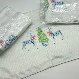 Christmas Blue and White Deer Hand-towels.